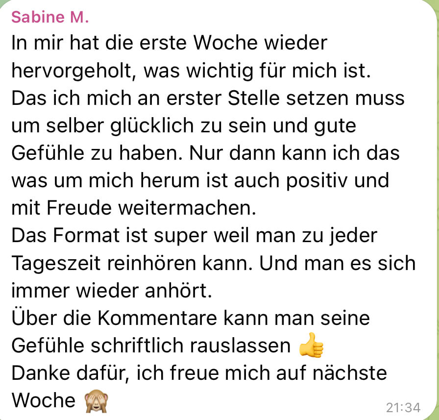 Screenshot einer Teilnehmerin